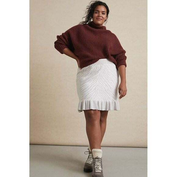 Anthropologie Dresses & Skirts - ANTHROPOLOGIE Dolan Zebra Ruffled Knit Mini Skirt 1X 2X